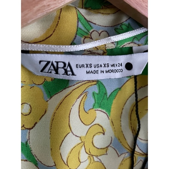 NWOT Zara Vibrant Green and Yellow Wrap Dress, Size XS - Picture 5 of 15